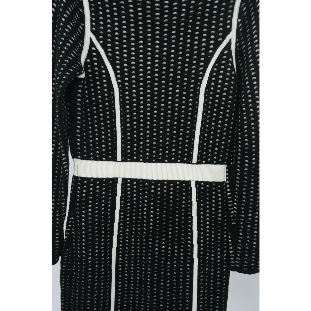 Calvin Klein Long Sleeve Fitted Sweater Dress Womens S Black White - Picture 4 of 6